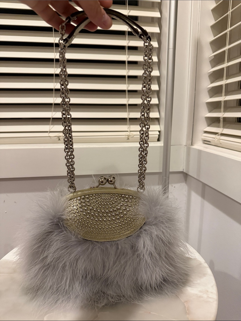 Rare Coach LTD Poppy Studded Feather Frame Kisslock Satchel [limited edition]
